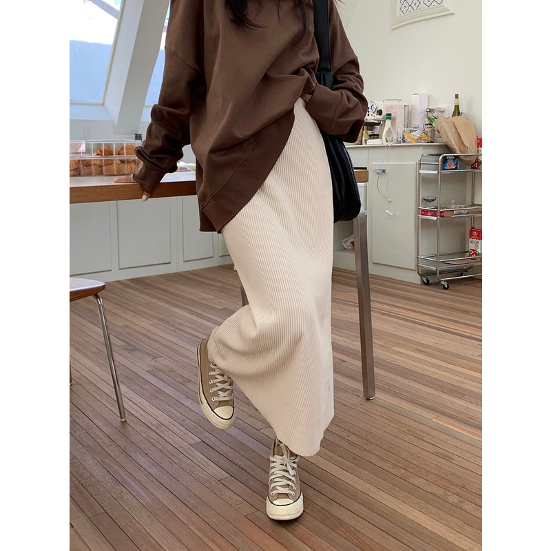 Chân váy xếp ly  chân váy dài đầm nữ Chân Váy Dài Dáng Chữ A Lưng Cao Chất Liệu Da Lộn Thời Trang Thu Đông 2022 Mới Cho Nữ