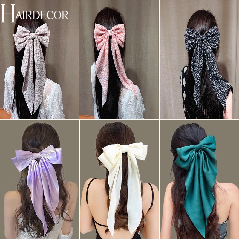 Kẹp Tóc Nơ Sau Lưng Bằng Lụa In Hoa Phong Cách Hàn Quốc 2022 Dành Cho Bạn Nữ