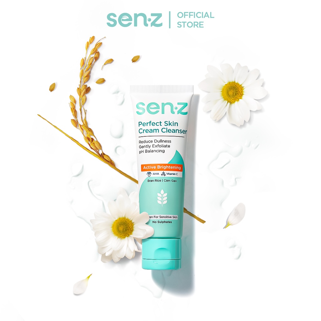 [TRAVEL SIZE 30ML] Sữa Rửa Mặt Cám Gạo Sáng Da Cho Mọi Loại Da SenZ Perfect Skin Cream Cleanser