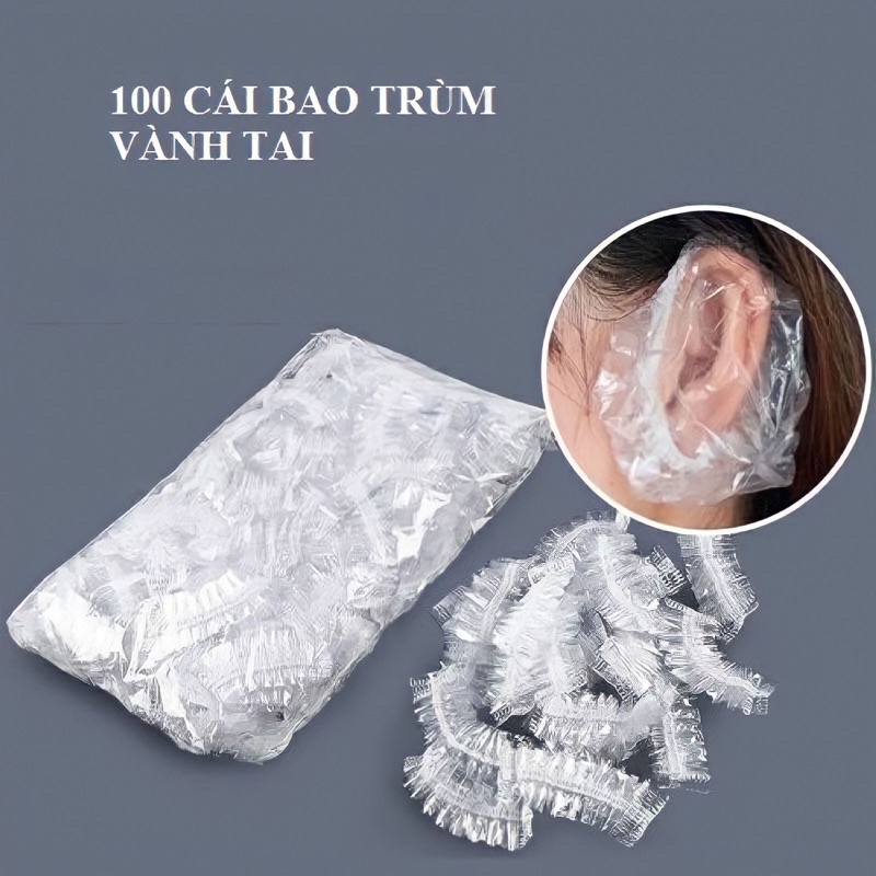 ❌RẺ NHẤT❌  Bịt tai nhuộm tóc dùng 1 lần, bao trùm tai đóng túi 100 cái bảo vệ tai khi tắm hoặc gội đầu, làm tóc