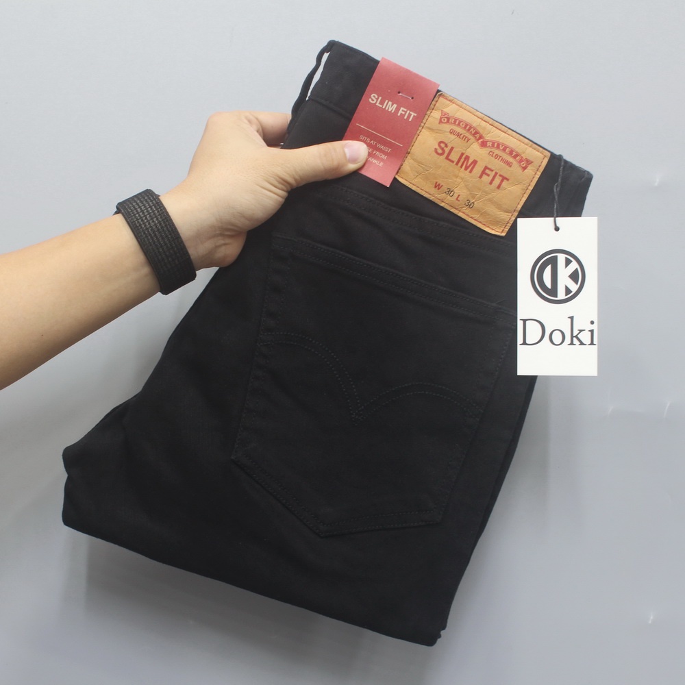 Quần Kaki Jean - Doki cao cấp co giãn 4 chiều, quần kaki nam màu đen trơn dáng ôm chất vải dày dặn mềm mịn