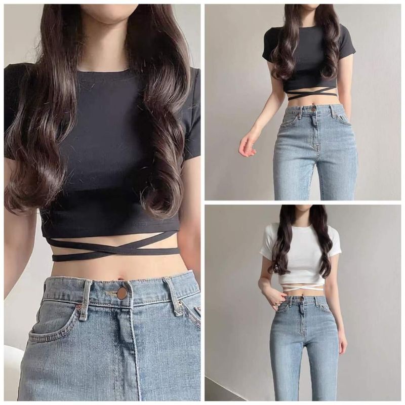 Áo Croptop cột dây eo
