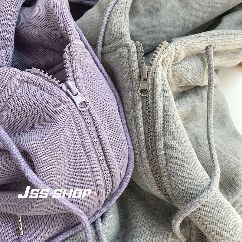 HOODIE KÉO KHOÁ LÓT LÔNG MÀU PASTEL