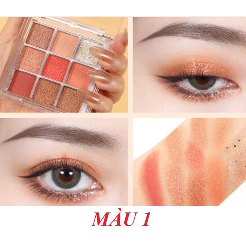 Bảng Phấn Mắt 9 Ô Siêu Xinh Lì Mịn Lâu Trôi Màu Lên Chuẩn