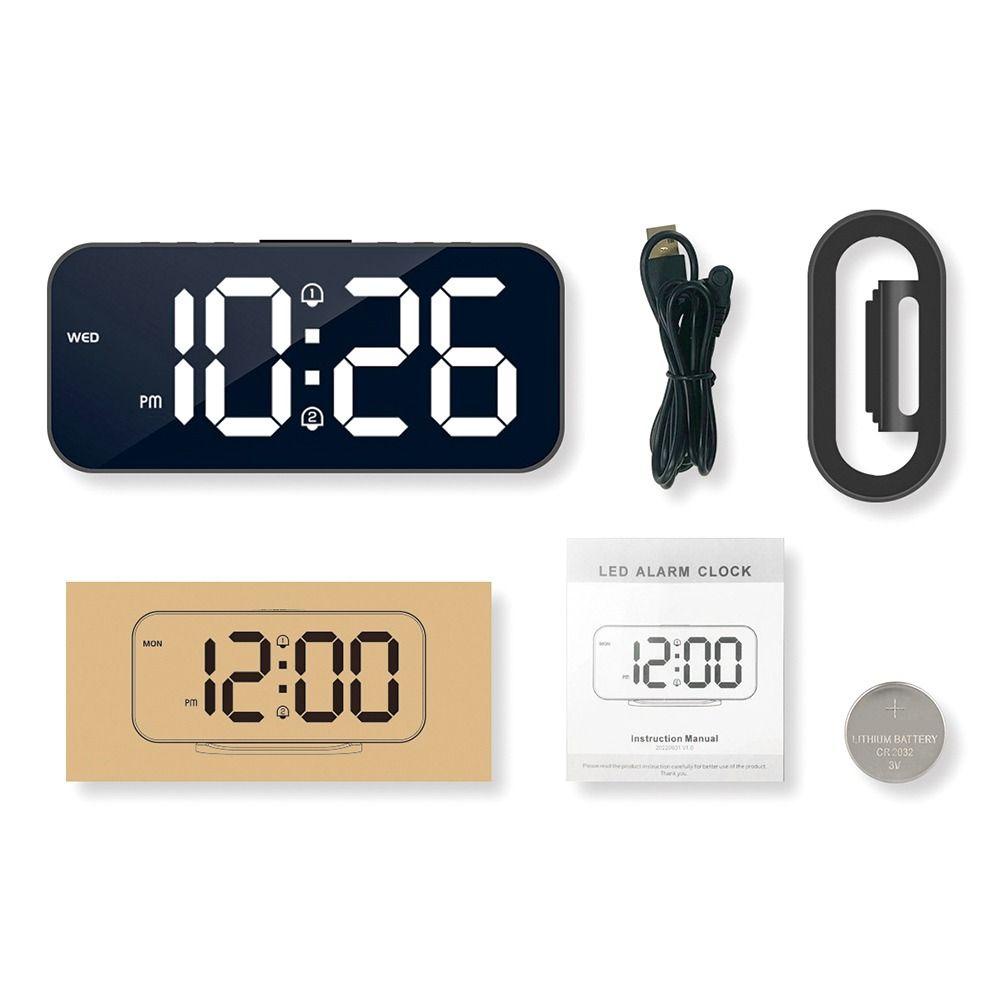 Đồng Hồ Báo Thức Kỹ Thuật Số Có Đèn LED Hiển Thị 12 / 24H USB Trang Trí Nhà Cửa / Văn