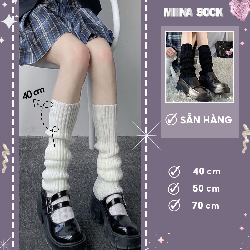 Tất ống len dệt kim cao cổ , vớ bắp chân Cosplay phong cách Lolita Nhật bản cho nữ Miina tất - T038