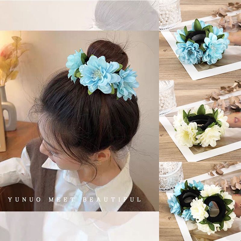 Dây cột tóc HAIMEIKANG gắn hoa giả co giãn phong cách Hàn Quốc cho cô dâu