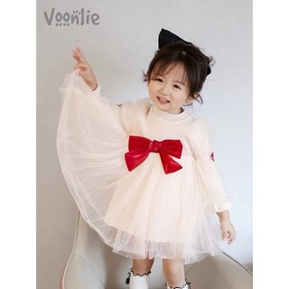Váy len công chúa nơ đỏ hàng QCCC cho bé
