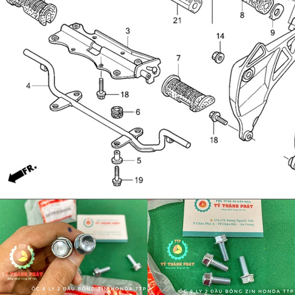 Ốc 8 ly 20 bông đầu khóa 12 zin honda
