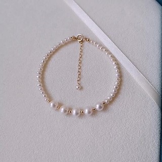 Vòng tay nữ LISA KIM trai nước ngọt phối size 4-6 li màu trắng