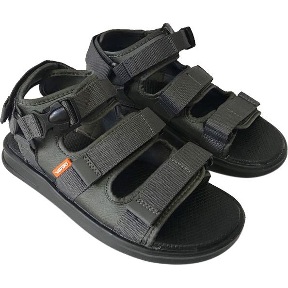 Giày Sandal Nam VENTO NB03 3 quai ngang màu xám đen