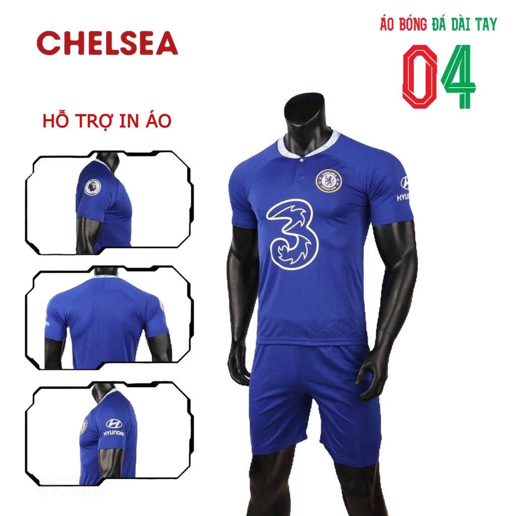 Bộ Quần Áo Bóng Đá Thun Thái CLB Chelsea Xanh Bích Có Khuy