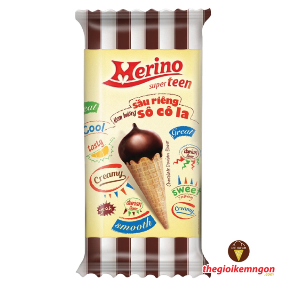 Kem ốc quế sầu riêng socola Merino Superteen (60g)