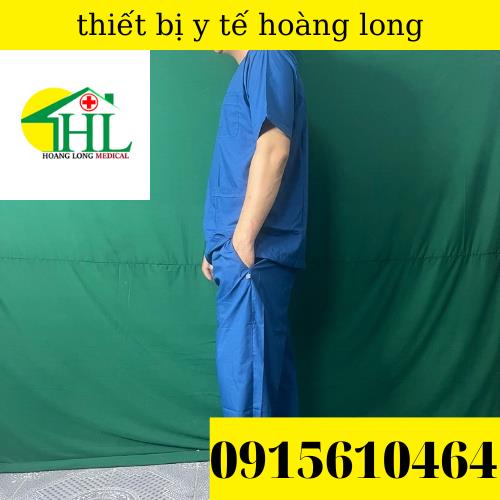 Bộ scrubs bác sĩ, quần áo y tế xanh cổ vịt đậm nam, nữ các size S M L XL