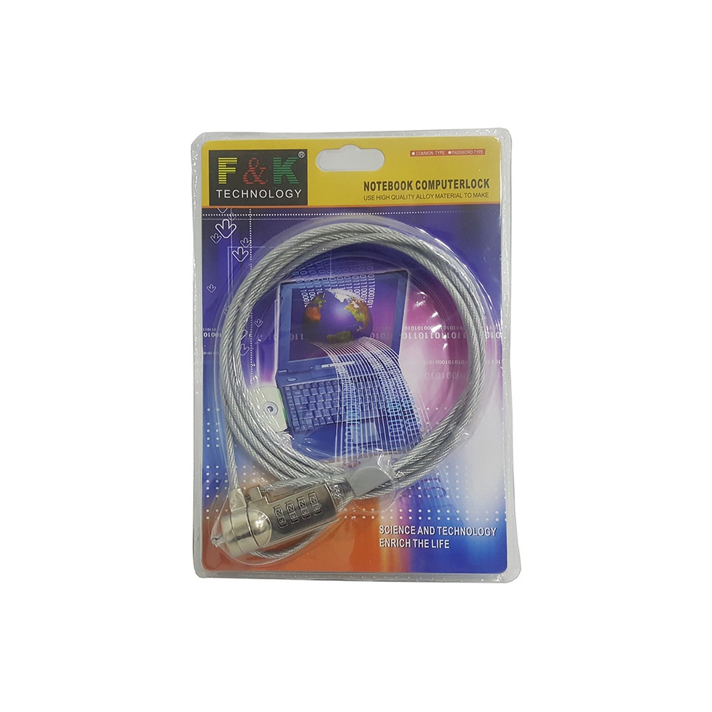 Khóa chống trộm cho laptop bằng mã số,dây thép dài 1,2 mét giúp an toàn cho laptop của bạn