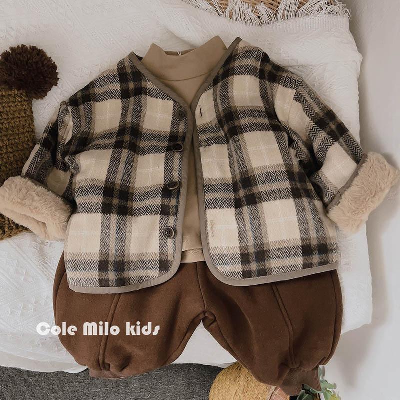 Áo Khoác Len Cotton Lót Lông Cừu Dáng Rộng Họa Tiết Kẻ Sọc Phong Cách Hàn Quốc Thời Trang Thu Đông Mới Cho Bé Trai Và Gái