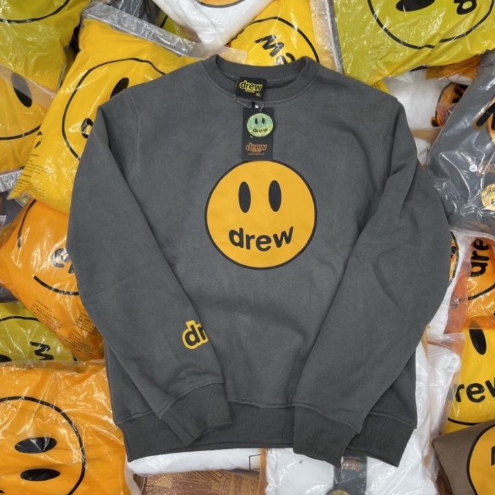 Áo nỉ bông SWEATER  DREW  mặt cười, Áo nỉ unisex nam nữ form rộng