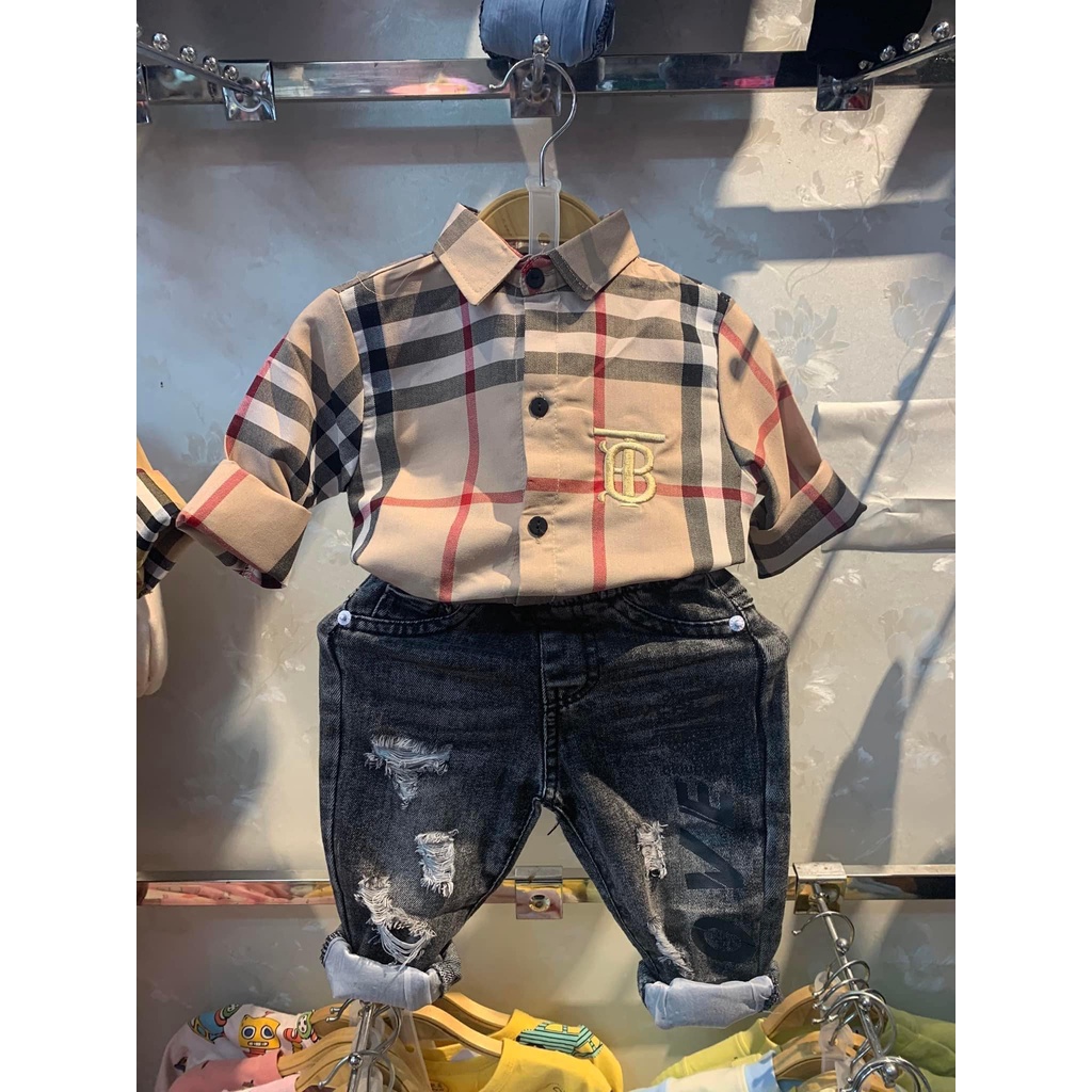 Áo sơ mi bbr bé trai size nhỡ