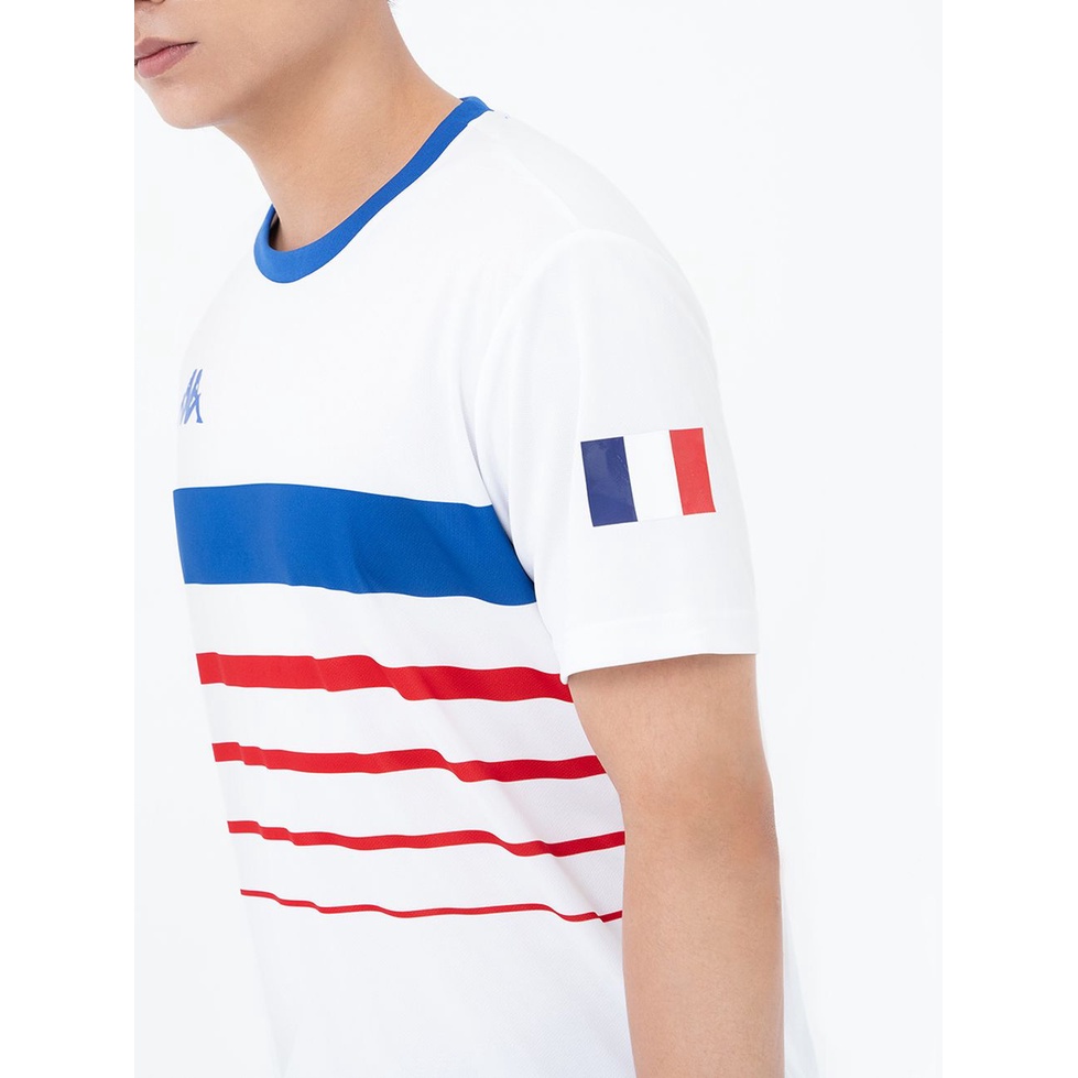 Áo thun bóng đá chính hãng Kappa họa tiết cờ Pháp co giãn tốt K0CY2TD08V 001