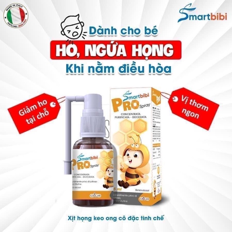 xịt họng Smartbibi Pro spray-xịt họng keo ong