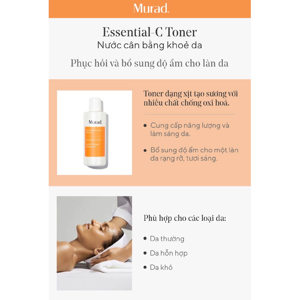 Nước cân bằng khoẻ da MURAD Essential-C Toner 180ml