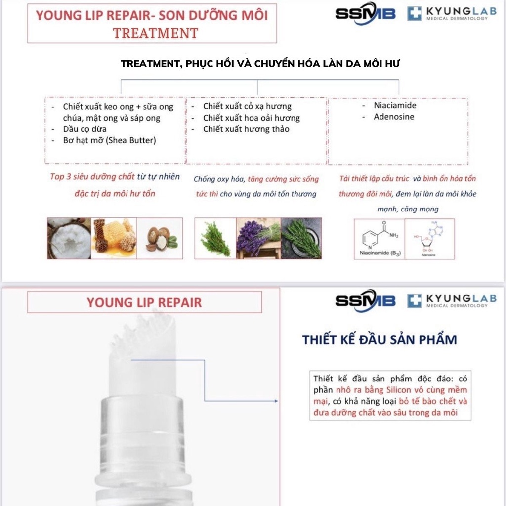 Son Kyunglab chính hãng son dưỡng cấp ẩm môi căng mịn Young Lip Cream và son treatment Young Lip Repair cho môi hư tổn