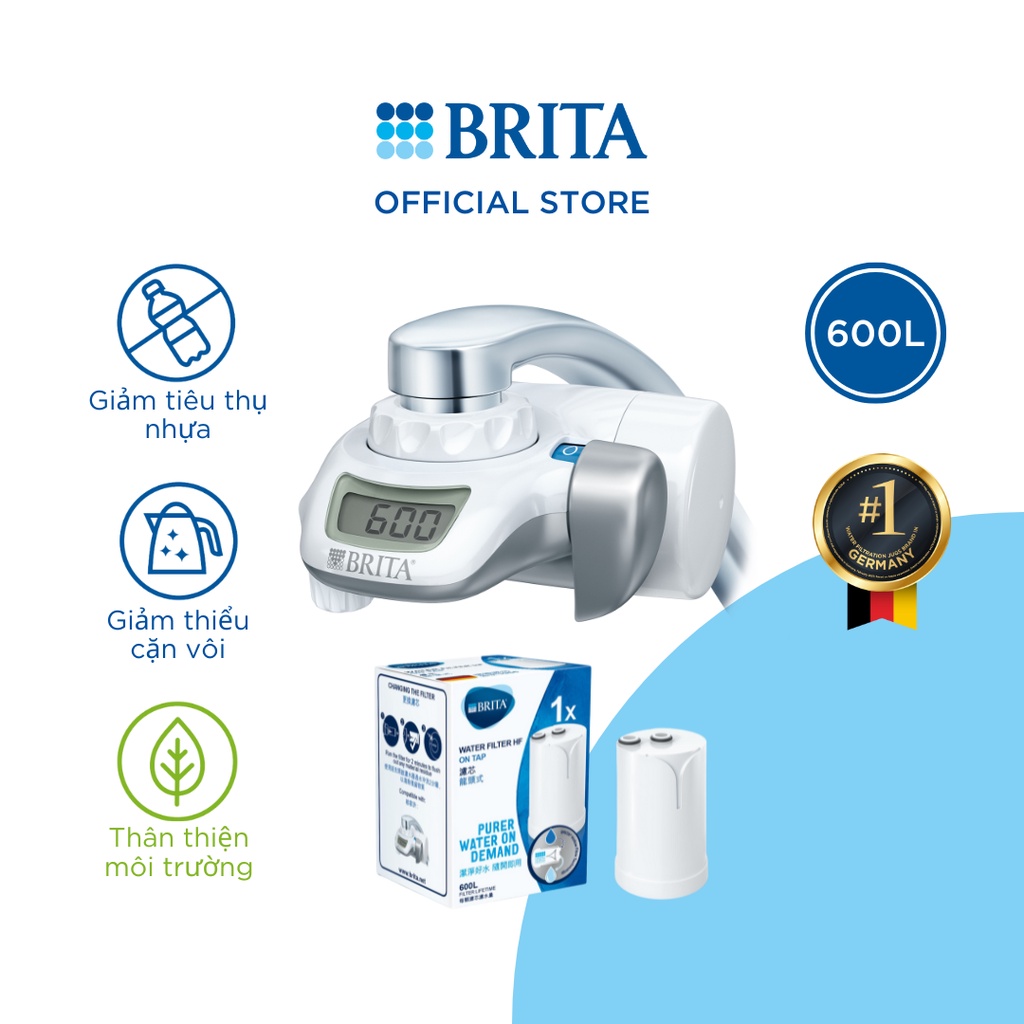 [Mã LIFEMC11BPC giảm 8%đơn 350K] Combo Thiết bị lọc nước tại vòi BRITA ON TAP kèm Lõi lọc BRITA ON TAP HF(Hollow Fibre)