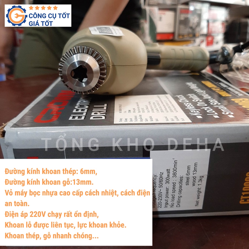 Máy khoan cầm tay chính hãng CROWN CT10069 300w 6mm siêu bền