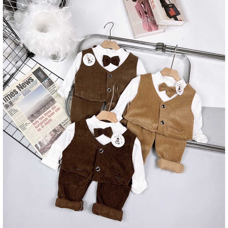Set bộ công tử nhung cao cấp cho bé trai
