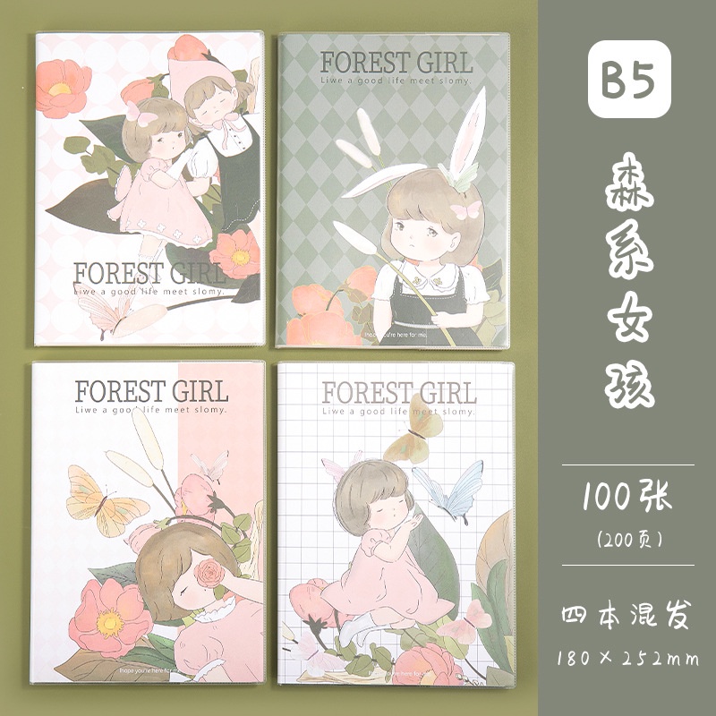 Sổ nhật ký B5 200 trang bìa chống nước hoạt hình dễ thương lovelyhouse SB5200