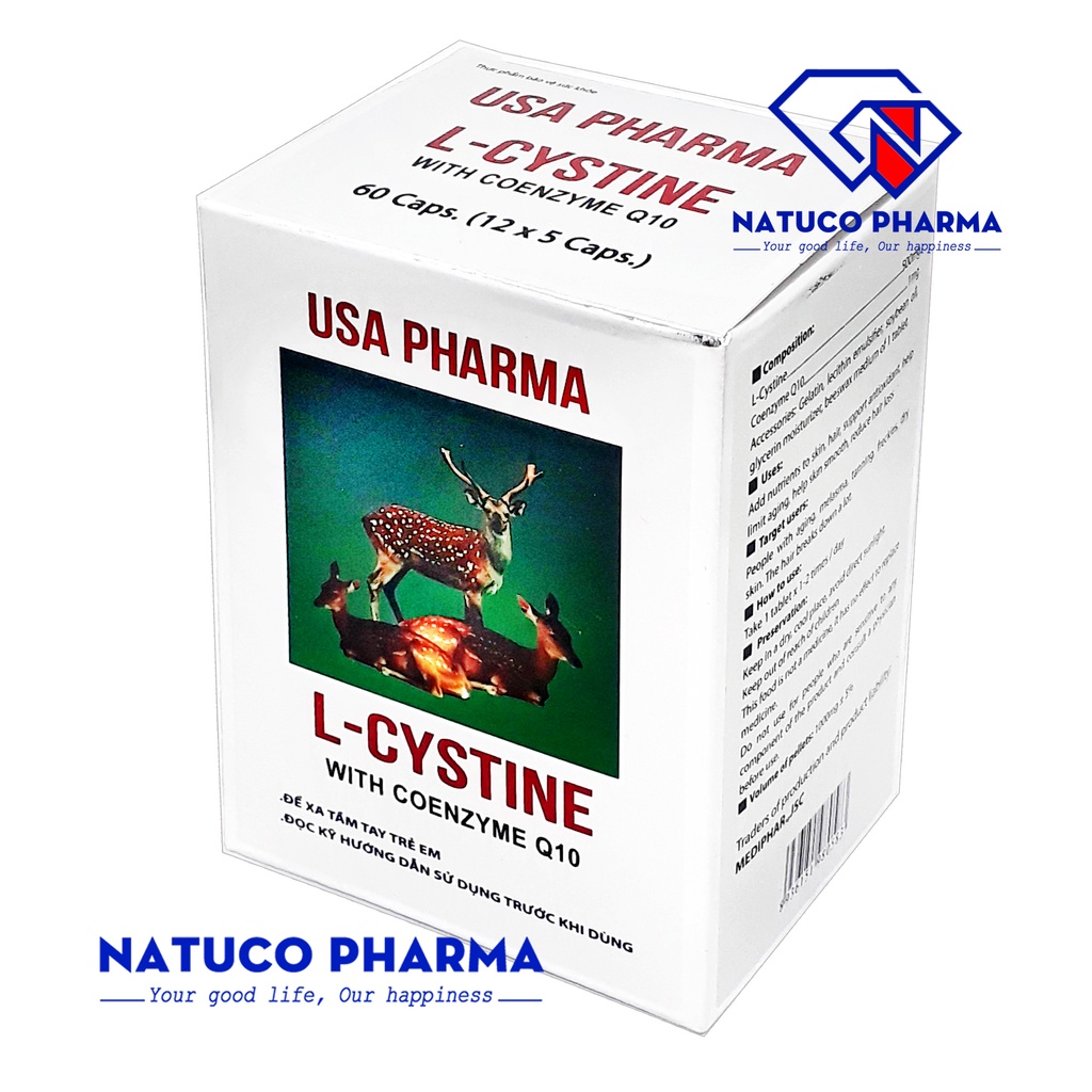 Viên uống L-Cystine with Coenzyme Q10 giúp đẹp da, khỏe tóc, giảm gãy rụng tóc, giảm nám sạm da - 60 viên
