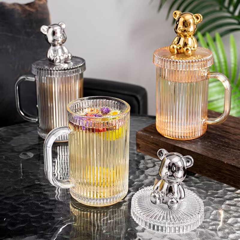 Cốc nước thủy tinh cốc cà phê có tay cầm giá trị Nắp Gấu trang trí