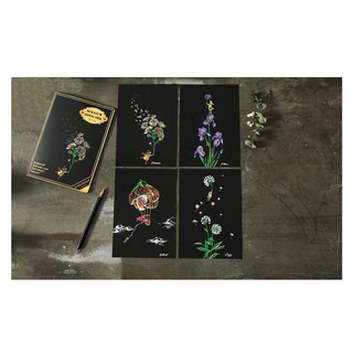 Tranh cạo phong cảnh Khổ A5 (1 set 4 tranh)