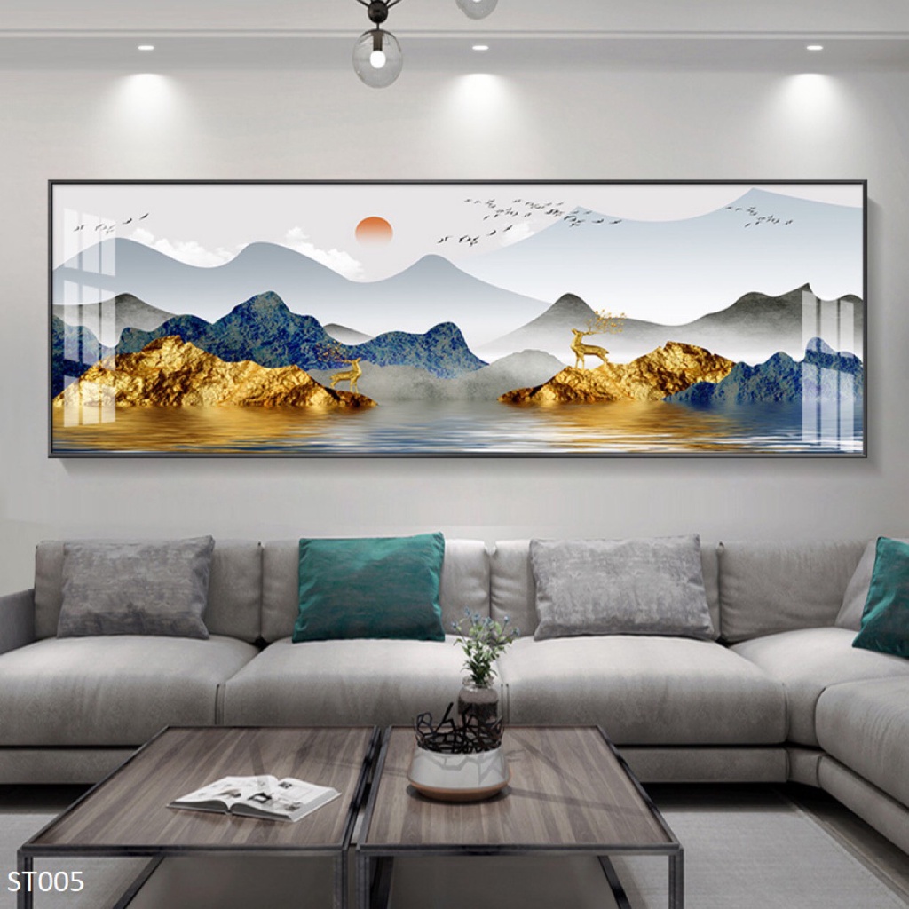 Tranh Sơn Thủy Hữu Tình, Khổ Ngang Tráng Gương   Treo Tường/Trang Trí Phòng Khách/  Làm Quà Tặng - Simplehouse