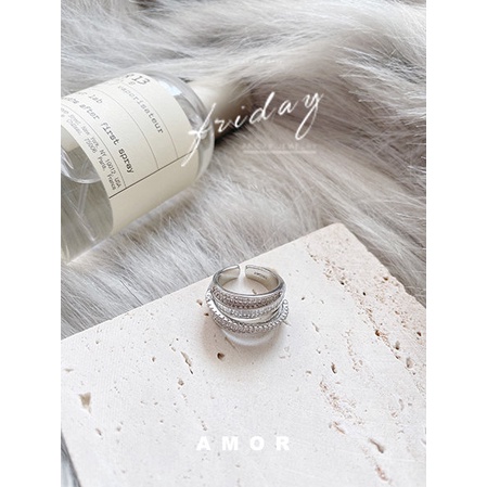 Nhẫn Bạc Đính Đá Zircon Cổ Điển Có Thể Điều Chỉnh Cho Nữ