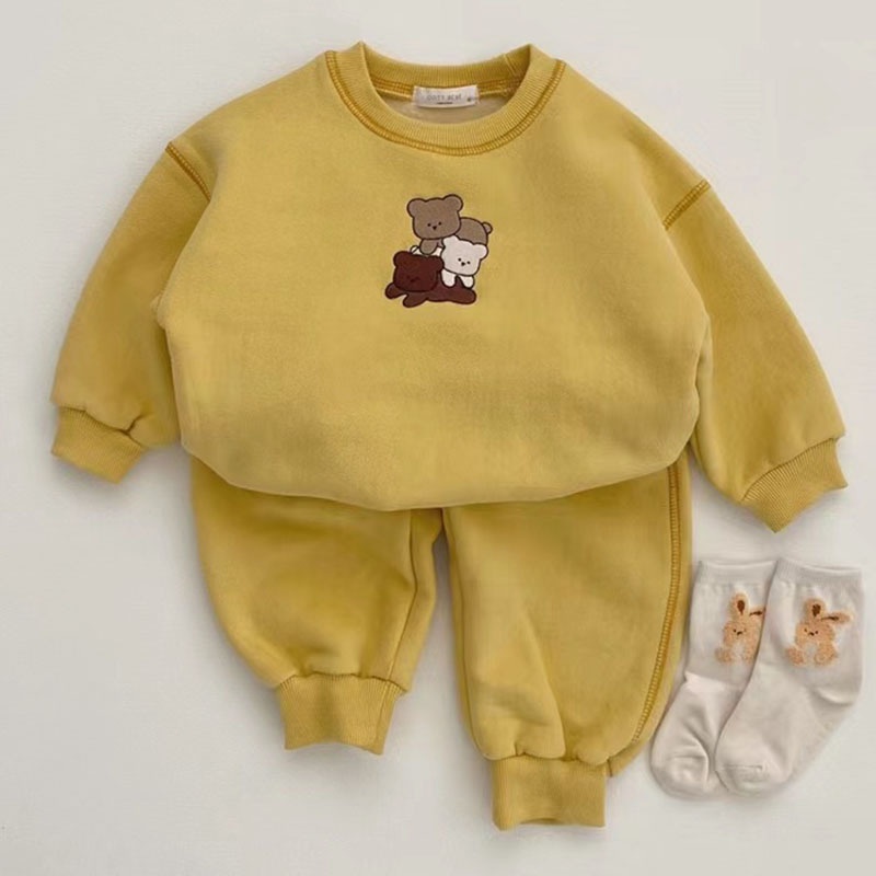 Set Đồ Mùa Đông Hai Món Gồm Áo Sweater Nhung Dày Dặn In Họa Tiết Hoạt Hình + Quần Dài Tới Mắt Cá 4NZ3 Phong