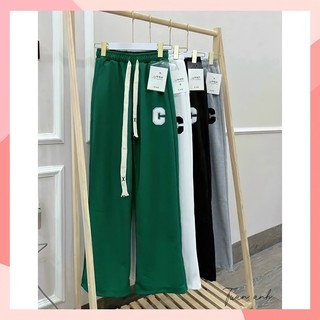 Quần suông cạp chun ống rộng chất tổ ong