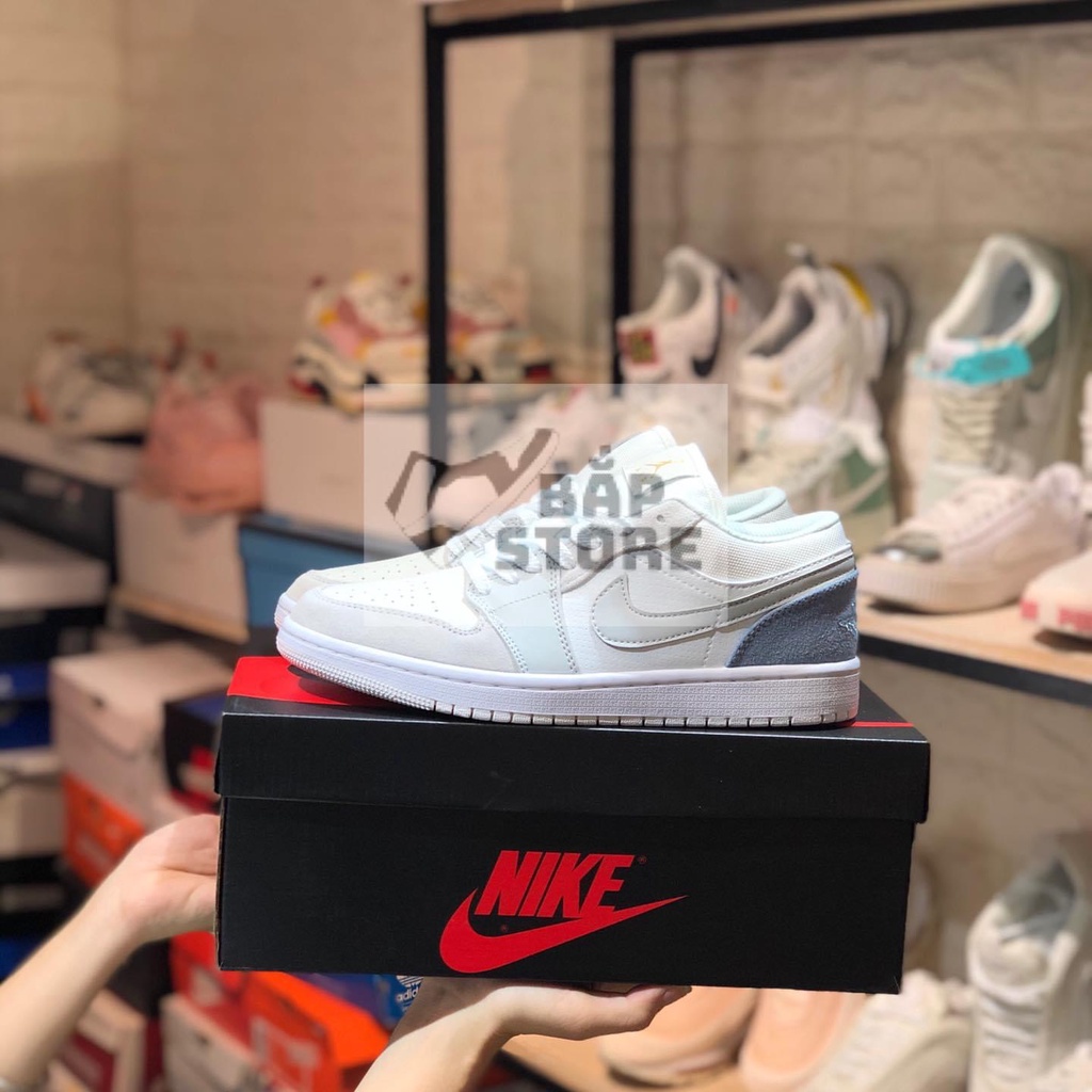 Giày Jordan Cổ Thấp Nam Nữ, Giày Nike_Jordan Paris JD Xám Trắng Hàng Đẹp Full Box