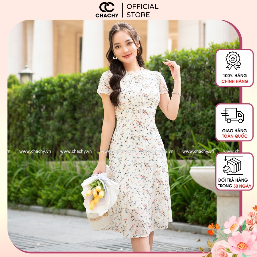 Đầm trắng cổ nơ CHACHY CC67