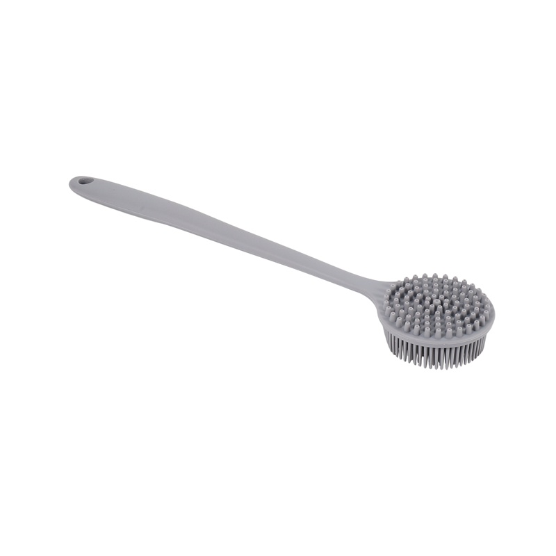 Bàn Chải Chà Lưng Bằng Silicon Mềm Không Bpa Tay Cầm Dài Màu Xám