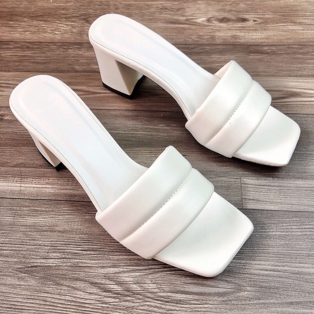 Guốc 7 phân đế vuông có quai độn mút êm chân Avela 35CG