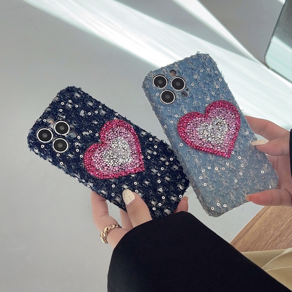 Ốp Điện Thoại Tpu Mềm Chống Rơi Họa Tiết Denim Phong Cách Retro Cho iphone 14 13 12 11 Pro MAX Plus