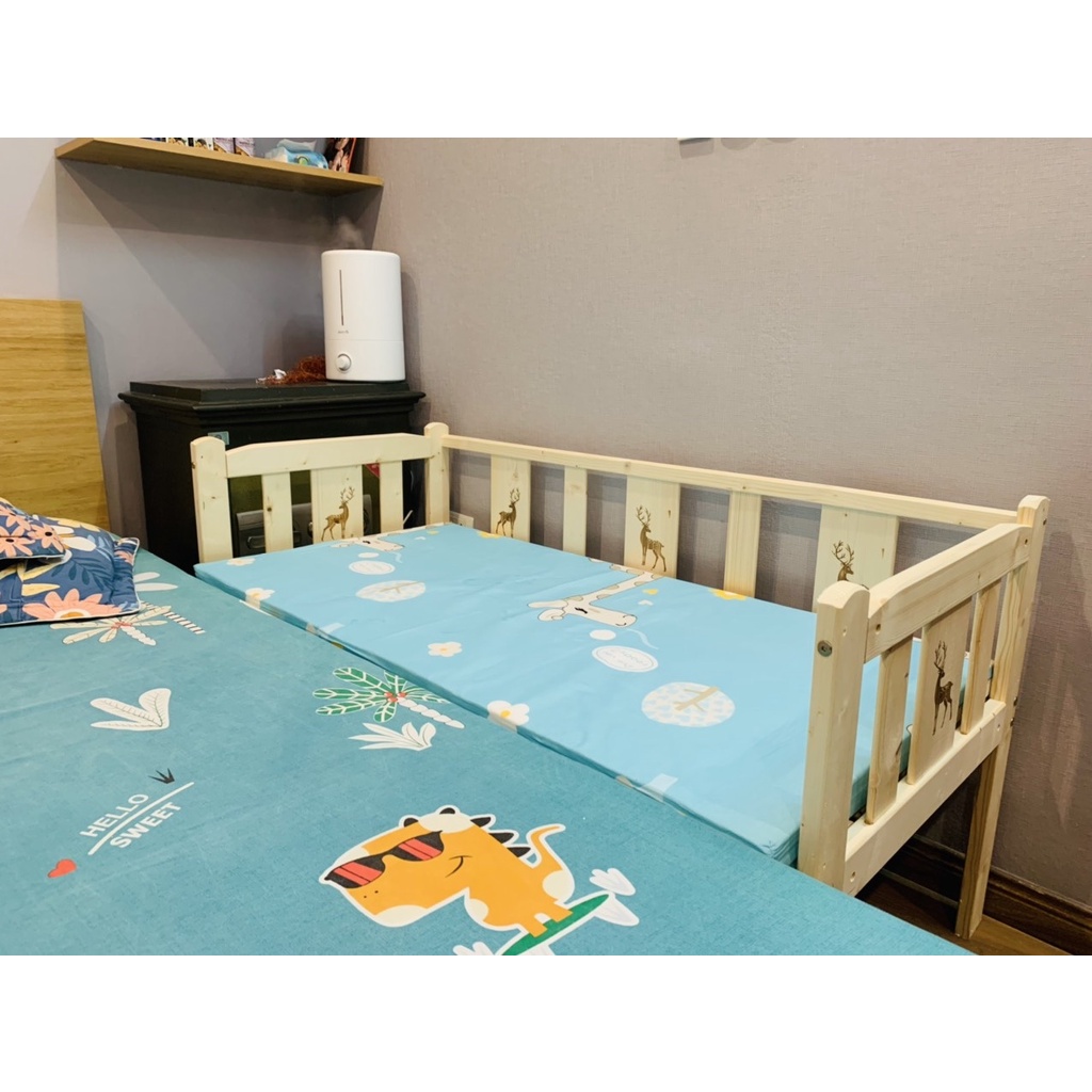 Giường cho bé kích thước 128x60x40cm, Giường ngủ cho bé ghép với giường bố mẹ- Kiwi.baby.shop