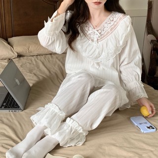 Set bộ cổ V phối ren tay dài tiểu thư quảng châu