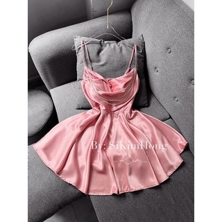 D34 Đầm xòe cổ đổ cườm dáng ngắn