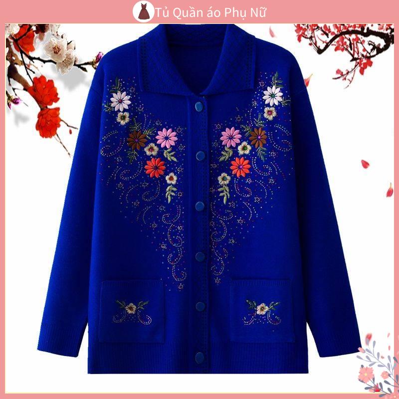 O Kho C L ng C u Th / Trang Áo Khoác Cardigan Dệt Kim Dáng Rộng Cài Nút Phong Cách Mới Cho Phụ Nữ Trung Niên