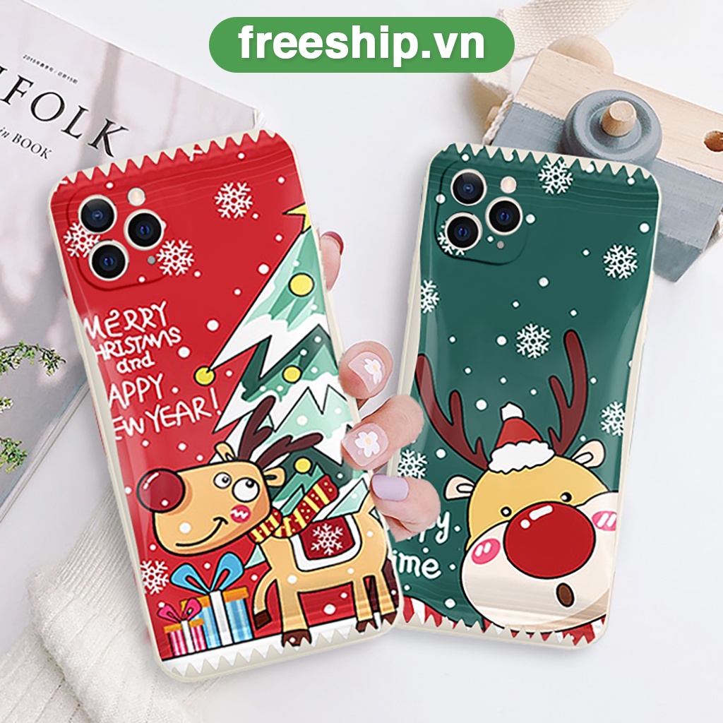 Ốp lưng iphone vỏ kẹo tuần lộc 6/6splus/7/7plus/8/8plus/x/xr/xs/11/12/13/14/pro/max/plus/promax cạnh vuông bảo vệ camera