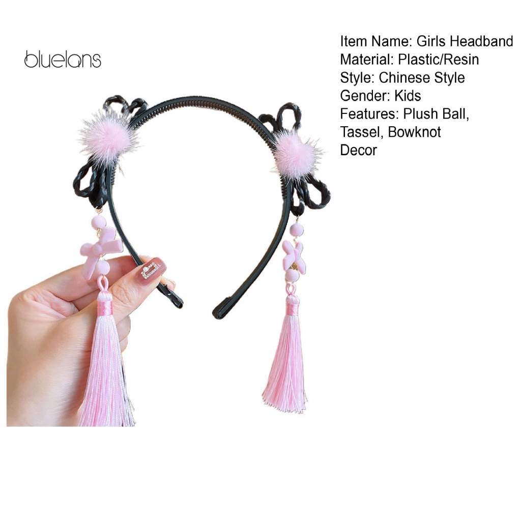 Băng Đô Cài Tóc Đính Nơ Tua Rua Phong Cách Trung Hoa Cho Bé Gái