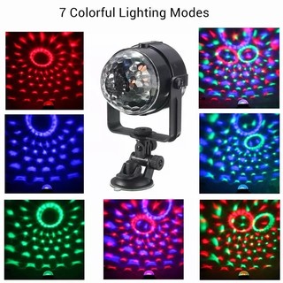 Đèn cầu vũ trường xoay nháy chớp theo nhạc party light - đèn led quả cầu xoay pha lê 7 màu