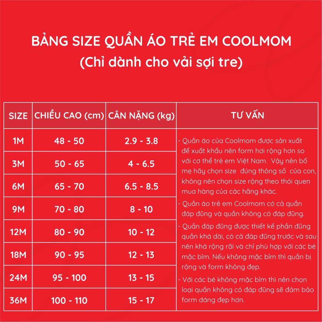 Bộ dài tay cài giữa Coolmom chất liệu sợi tre cao cấp / CM-0017